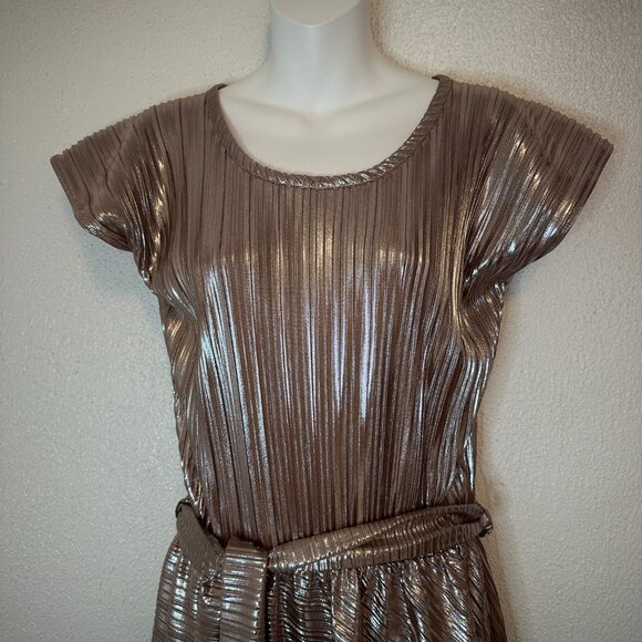 Sarah Bibb rose gold metallic swing dress size small / medium - Picture 4 of 12